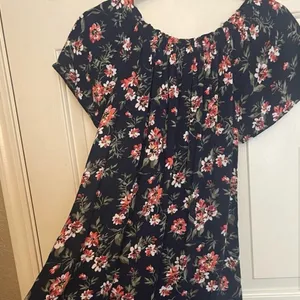 NWT Abercrombie Floral Babydoll Dress Navy Cottagecore Romantic Boho Flowy M thumbnail 6