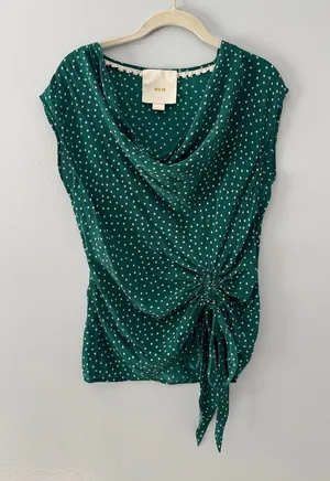 Maeve Anthropologie Polka Dot Top Size 2 Office Business Casual thumbnail 1