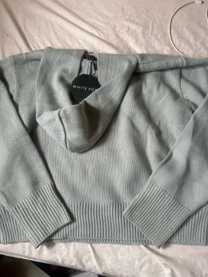 White Fox Knit light grey hoodie thumbnail 2
