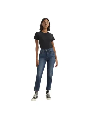 Levi's Womens Wedgie Button Fly Straight Jeans Indigo Here We Go Blue 26x28 thumbnail 11