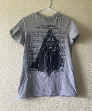 Star Wars Women’s Gray & Black Darth Vader Graphic Short Sleeve Tee thumbnail 1