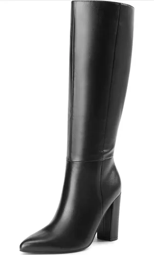 Amazon Black Heeled Knee High Boots thumbnail 3