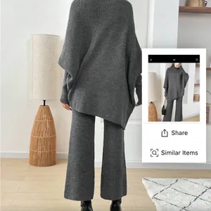 Cozy Ribbed Knit Two-Piece Set in Charcoal Gray NWOT. thumbnail 8