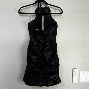 House of CB 'Olivia' Bitter Chocolate Vegan Leather Mini Dress thumbnail 6