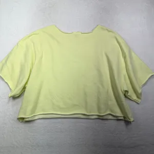 American Eagle XXL Cropped Sweatshirt Yellow Short Sleeve Raw Hem Boxy Fit Top thumbnail 6