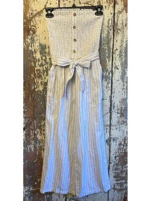 Abercrombie and Fitch Striped Linen Jumpsuit size Small thumbnail 2