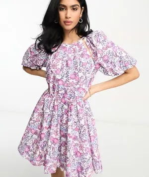 French connection puff sleeve dress thumbnail 1