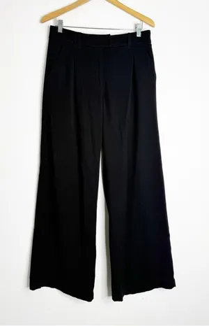 American Eagle Wide Leg Trousers Size 6 Black High Rise Stretch Dress Pants thumbnail 1