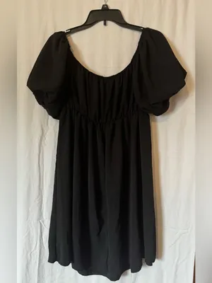 See You Monday Black Puff Sleeve Dress – Size L thumbnail 2