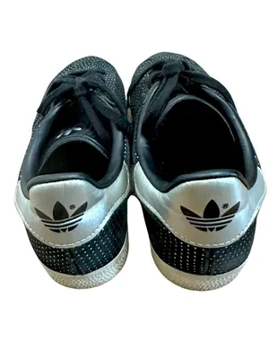 Adidas Gazelle Core Black suede Silver Metallic polka dots shoe sneakers 6.5 38 thumbnail 4