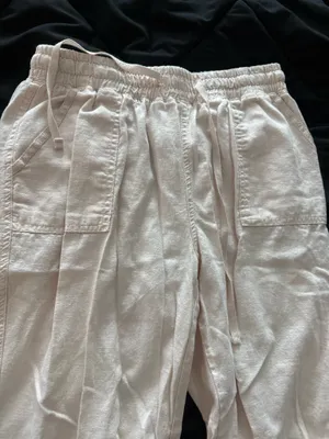 {CATO} Baby Pink Drawstring Linen Blend Beach Pants thumbnail 2