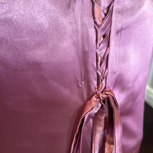 Women’s Pink One Shoulder Satin Dress Mermaid Fit Leg Slit Corset Size 8 *READ thumbnail 12