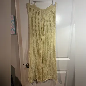 Odiva NWT Crochet Pullover Swimwear Cover Up Pants Size Large in Crème Color thumbnail 4
