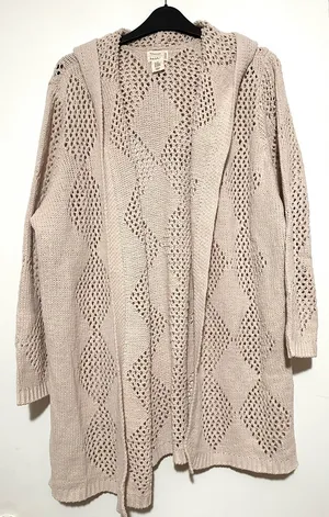 NWT Artelier Nicole Miller Open-Knit Hooded Cardigan 2XL thumbnail 1