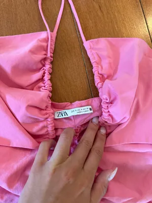 Zara Pink Ruched Halter-Style Mini Dress thumbnail 7