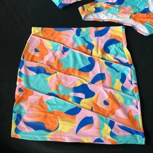Colorful camo three pieces swimsuit set thumbnail 8
