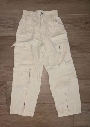 urban outfitters cargo linen pants xs thumbnail 1