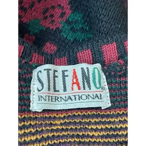VTG 80s 90s Stefano International Black Rose Floral Knit Sweater Pullover M thumbnail 4