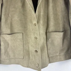 Vintage Samuel Robert by Peter Hatsi Androu Womens 6 Tan Suede‎ Button Up Blazer thumbnail 3