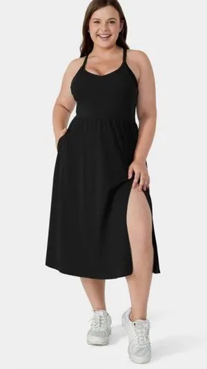 Halara Everyday Midi Chill Dress in Black Size XL New w/Tag Retail $54.95 thumbnail 1