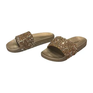 Prima Sandals Size 7 Gold Glitter Rhinestone Slide Slippers thumbnail 4
