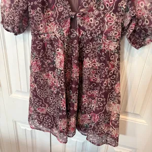 Altar'd State Burgundy Eyelet Floral‎ Dress Size Large thumbnail 6