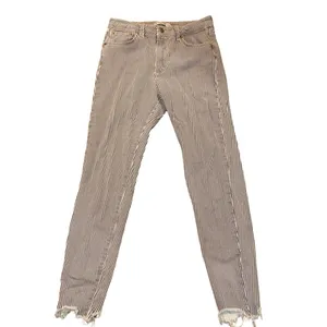 PULL&BEAR Striped Skinny Crop Jeans Sz 28 Gray White Raw Hem Stretch Cotton thumbnail 11