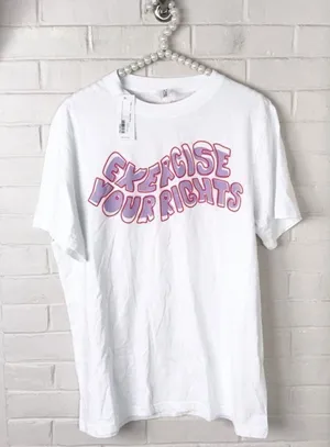 NWT Outdoor Voices Limited Edition Exercise Your Rights White Tee Size M thumbnail 1