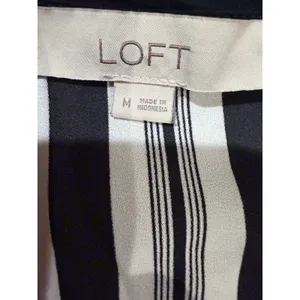 Loft Ann Taylor Black And White Boho Stripe Bell Sleeve Blouse Size Medium thumbnail 5