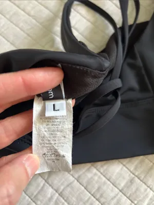Onzie yoga black workout strapy back sport bra L thumbnail 6