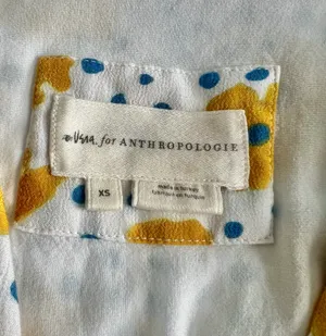 Vera for Anthropologie Sz XS Buttercup Mini Dress Floral Yellow Blue Buttons thumbnail 7
