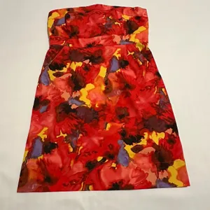 New York & Company Strapless Sheath Dress Red Water Color Sz 12 NWT $56 thumbnail 1