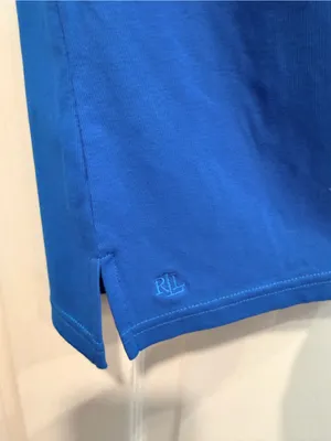 NWOT LRL Lauren Ralph Lauren Size S Blue Boat Neck Cuffed Sleeve Top Cotton thumbnail 6