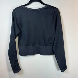 Offline By Aerie Seamless Cable Square Neck Ribbed Shirt Black Fall Sport NEW XL thumbnail 13