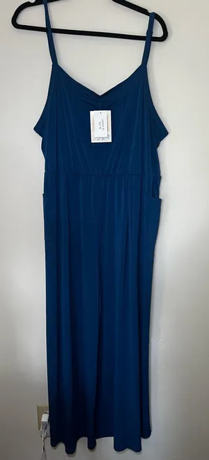 LuLaRoe Leola Blue Sleeveless Jumpsuit Romper thumbnail 1