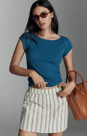 NWT Pilcro Short Sleeve Envelope Tee ~ Large Blue thumbnail 1
