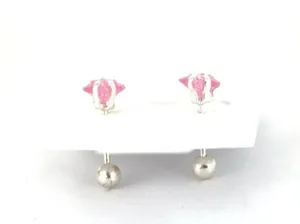 925 Sterling Silver Pink Star Studs thumbnail 3