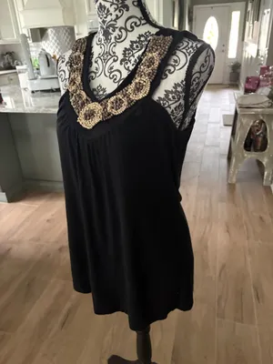 Magic size medium black beaded tank top thumbnail 3