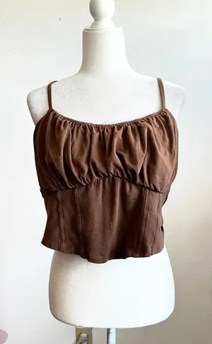 Hollister Brown Babydoll Top Coquette Soft Girl Fairycore‎ Romantic XXL thumbnail 1
