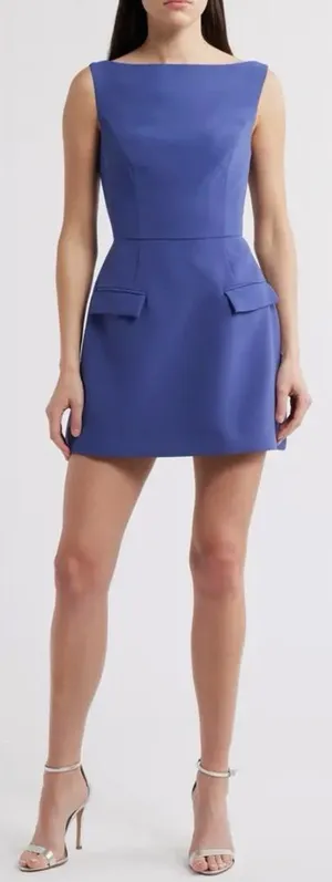 NEW Amanda Uprichard Banco Sculptural A-Line Sleeveless serenity blue dress Sz M thumbnail 1