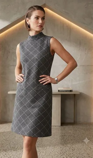Sharagano Sleeveless Dress Gray/White‎ Size 6 thumbnail 1