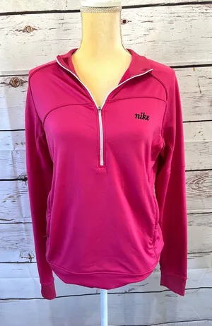 Vintage Nike Woman’s Soft & Stretchy Pink Quarter Zip Pullover Size Medium 8-10 thumbnail 1