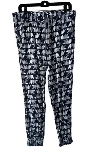 Aerie Lounge Pants White Polar Bear Print Elastic Waist Casual‎ Joggers Large thumbnail 1