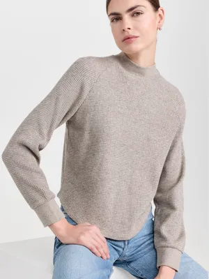 Madewell Women's Raglan Waffle‎ Knit Tee Mock Neck Long Sleeve thumbnail 1