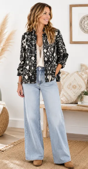 Chico’s 0 career business casual Open Blazer jacket small 4 6 artsy boho western thumbnail 1