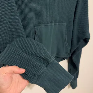 Aerie Waffle Way Back Hoodie Oversized Size Small Green Knit Lightweight Offline thumbnail 6