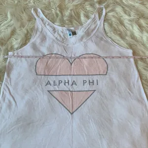 Brand New Never Worn White Pink and Silver Alpha Phi Hear Tank Top Size Small thumbnail 4