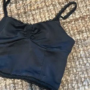 Lottie Moss Black Satin Lace Trim Tank Size XS thumbnail 4