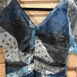 Staud x C.Bonz Bandana Print Patchwork Mini Dress Crepe Organza Sheer Sample thumbnail 10