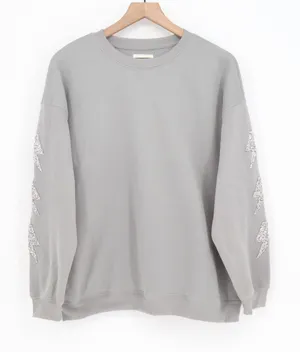 No Comment Sweatshirt Womens M Gray Glitter Lightning Bolt Excellent thumbnail 1